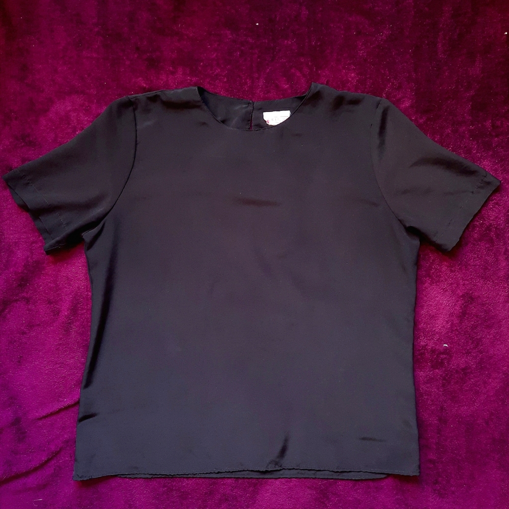 Vintage Lauren Lee M Black Short Sleeve Blouse